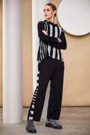Stripe Drawstring Top - Black/grey