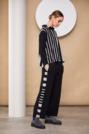 Side Stripe Wide Leg Trouser - Black/grey
