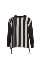 Stripe Drawstring Top - Black/grey