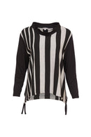 Stripe Drawstring Top - Black/grey