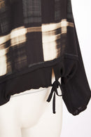 Chiffon Sleeve Block Print Top - Black/butter