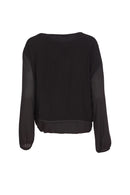 Chiffon Sleeve Block Print Top - Black/butter