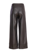 Wide Leg Zip Leatherette Trouser - Black
