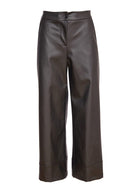 Wide Leg Zip Leatherette Trouser - Black