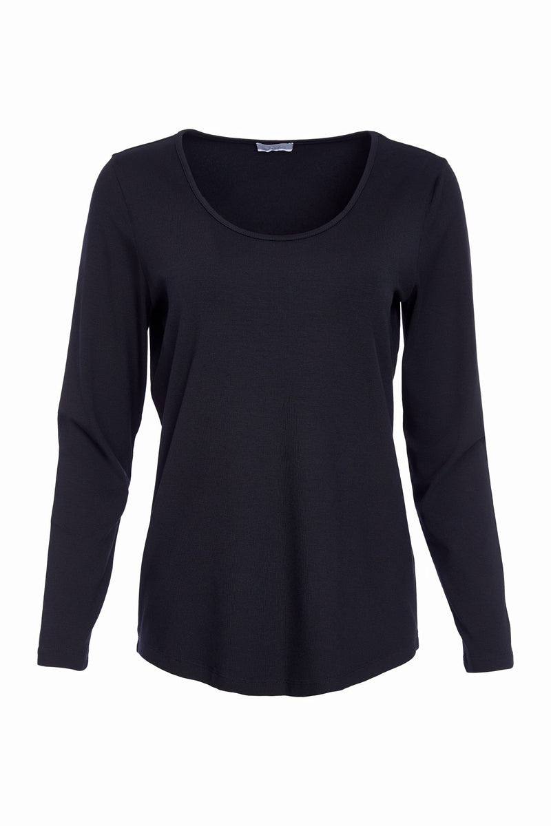 Basic Jersey Long Sleeve Top - Black