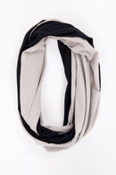 2 Tone Soft Jersey Neck Scarf - Taupe/black
