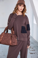 Wrap Over Waist Slim Leg Trouser - Cocoa