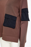 Contrast Pocket Sweatshirt - Cocoa/black
