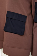 Contrast Pocket Sweatshirt - Cocoa/black
