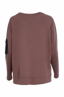 Contrast Pocket Sweatshirt - Cocoa/black