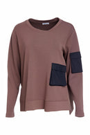 Contrast Pocket Sweatshirt - Cocoa/black
