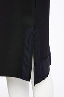 Contrast Panels Side Slit Waistcoat - Black