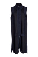 Contrast Panels Side Slit Waistcoat - Black