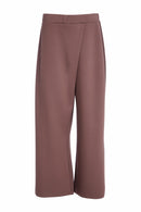 Wrap Over Waist Slim Leg Trouser - Cocoa