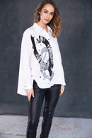 Placement Print Shirt - White/black