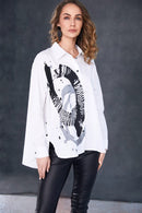 Placement Print Shirt - White/black