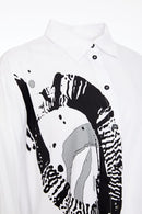 Placement Print Shirt - White/black
