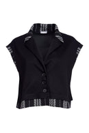 Stripe Collar & Hemband Jacket - Black/off White