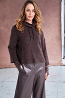 Funnel Neck Mohair Look Top - Cocoa