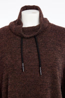 Funnel Neck Mohair Look Top - Cocoa