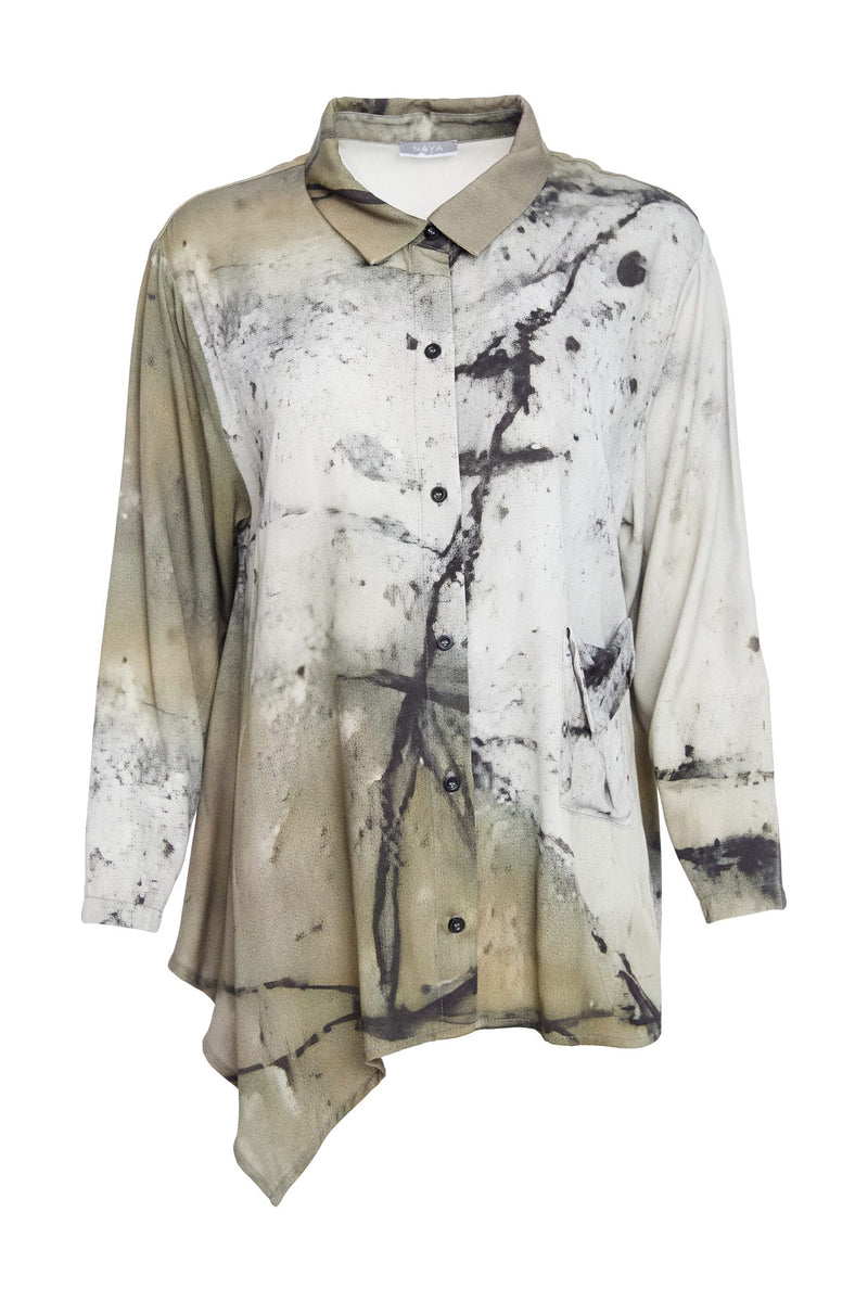 Abstract 2 Tone Print Shirt - Moss