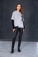 High Neck Placement Print Square Top - Silver