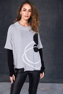 High Neck Placement Print Square Top - Silver