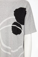High Neck Placement Print Square Top - Silver