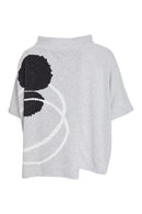 High Neck Placement Print Square Top - Silver