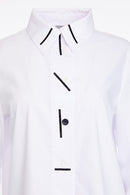 Stripe Collar Cotton Shirt - White/black