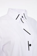 Stripe Collar Cotton Shirt - White/black