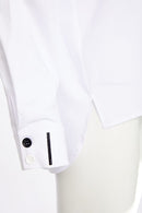 Stripe Collar Cotton Shirt - White/black