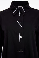 Stripe Collar Cotton Shirt - Black/white