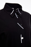 Stripe Collar Cotton Shirt - Black/white