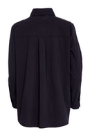 Stripe Collar Cotton Shirt - Black/white