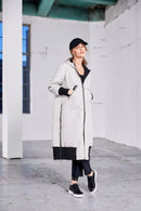 Hempanel Padded Hooded Coat - Taupe/black