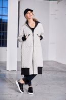 Hempanel Padded Hooded Coat - Taupe/black