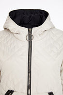 Hempanel Padded Hooded Coat - Taupe/black