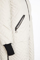 Hempanel Padded Hooded Coat - Taupe/black