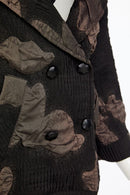 Metal Crushed Collar Jacquard Jacket - Black/cocoa