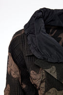 Metal Crushed Collar Jacquard Jacket - Black/cocoa