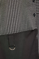 Angled Hem Stripe Blouse - Black/grey