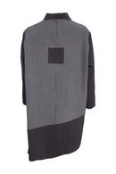 Angled Hem Stripe Blouse - Black/grey