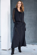 Ring Trim Hooded Waistcoat - Black