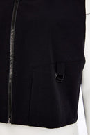 Ring Trim Hooded Waistcoat - Black