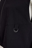 Ring Trim Hooded Waistcoat - Black
