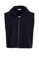 Ring Trim Hooded Waistcoat - Black
