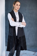 Stripe Collar Cotton Shirt - White/black