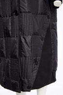 Ribbed Collar Padded Hooded Coat - Black