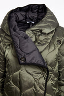 Contrast Lining Padded Coat - Forest/black